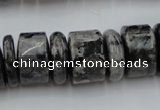 CRB204 15.5 inches 6*18mm - 13*18mm rondelle black labradorite beads