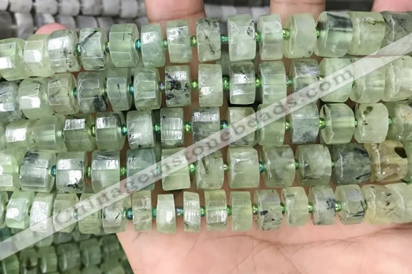 CRB2042 15.5 inches 11mm - 12mm faceted tyre prehnite beads