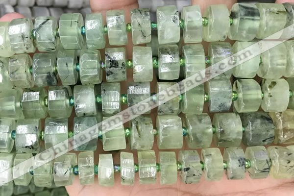 CRB2044 15.5 inches 13mm - 14mm faceted tyre prehnite beads