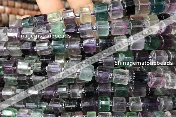 CRB2047 15.5 inches 11mm - 12mm faceted tyre fluorite gemstone beads
