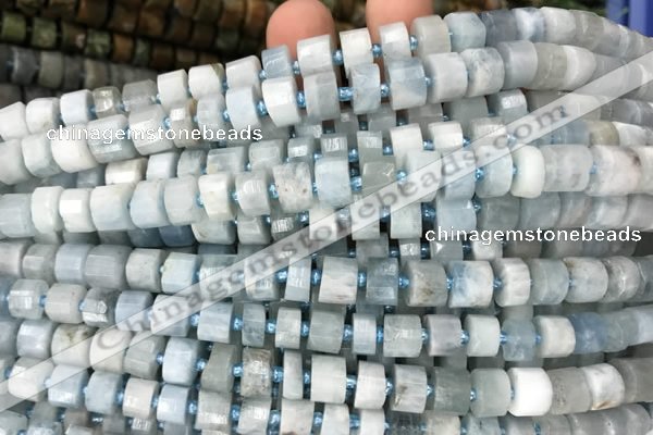 CRB2055 15.5 inches 7mm - 8mm faceted tyre aquamarine beads