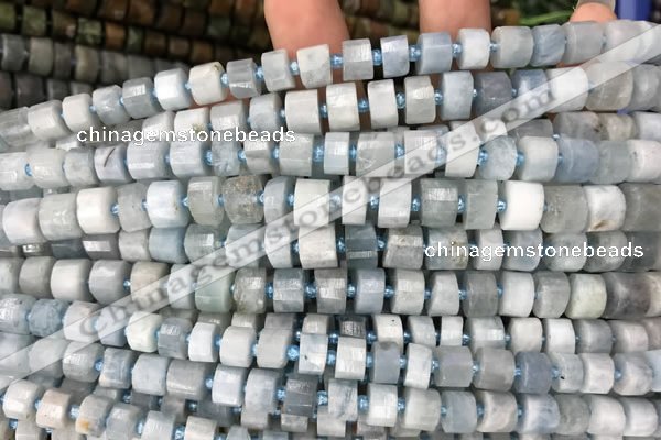 CRB2056 15.5 inches 9mm - 10mm faceted tyre aquamarine beads