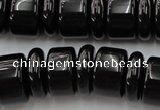 CRB206 15.5 inches 6*18mm - 13*18mm rondelle black agate beads