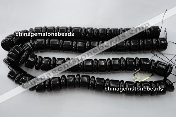 CRB206 15.5 inches 6*18mm - 13*18mm rondelle black agate beads