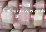 CRB2065 15.5 inches 7mm - 8mm faceted tyre kunzite gemstone beads