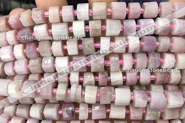 CRB2066 15.5 inches 9mm - 10mm faceted tyre kunzite gemstone beads