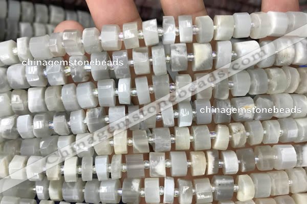CRB2080 15.5 inches 7mm - 8mm faceted tyre grey moonstone beads