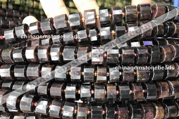 CRB2096 15.5 inches 9mm - 10mm faceted tyre orange garnet beads