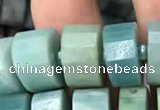 CRB2116 15.5 inches 9mm - 10mm faceted tyre amazonite beads