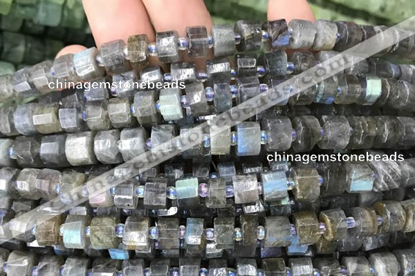 CRB2131 15.5 inches 9mm - 10mm faceted tyre labradorite gemstone beads