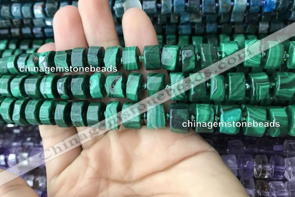 CRB2150 15.5 inches 7mm - 8mm faceted tyre malachite beads
