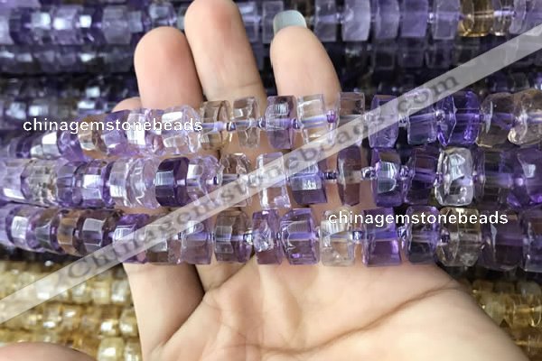 CRB2156 15.5 inches 9mm - 10mm faceted tyre ametrine beads