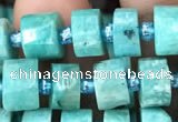 CRB2160 15.5 inches 7mm - 8mm faceted tyre amazonite gemstone beads