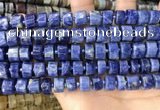 CRB2176 15.5 inches 11mm - 12mm faceted tyre sodalite beads