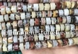 CRB2181 15.5 inches 11mm - 12mm faceted tyre crazy lace agate beads