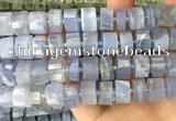 CRB2189 15.5 inches 12mm - 13mm faceted tyre blue chalcedony beads