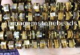 CRB2199 15.5 inches 12mm - 13mm faceted tyre yellow tiger eye beads