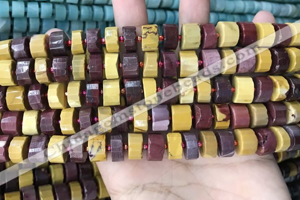 CRB2201 15.5 inches 8mm - 9mm faceted tyre mookaite beads