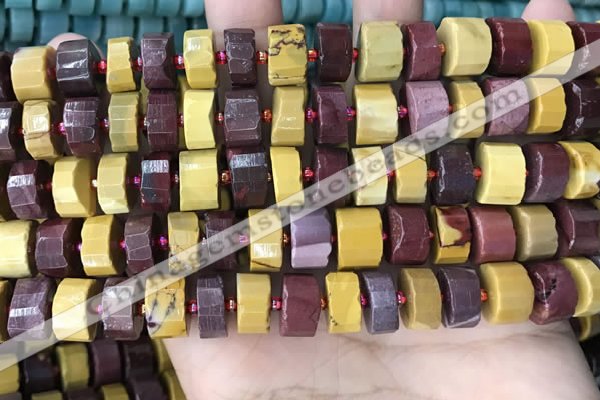 CRB2203 15.5 inches 11mm - 12mm faceted tyre mookaite beads