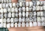 CRB2208 15.5 inches 11mm - 12mm faceted tyre white opal beads