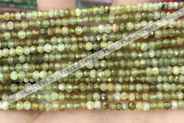 CRB2238 15.5 inches 2*3mm faceted rondelle green garnet beads