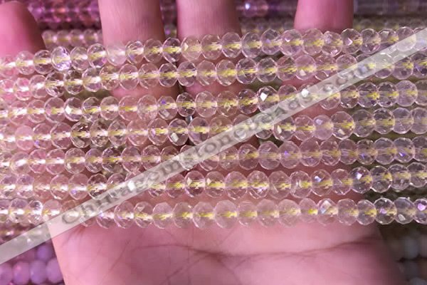 CRB2275 15.5 inches 4*6mm faceted rondelle lemon quartz beads