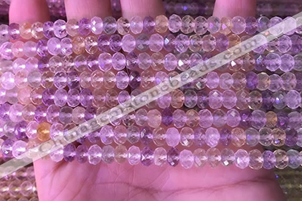 CRB2281 15.5 inches 4*6mm faceted rondelle mixed quartz beads