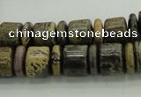 CRB250 15.5 inches 5*12mm - 10*12mm rondelle yellow artistic jasper beads