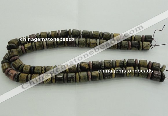 CRB250 15.5 inches 5*12mm - 10*12mm rondelle yellow artistic jasper beads