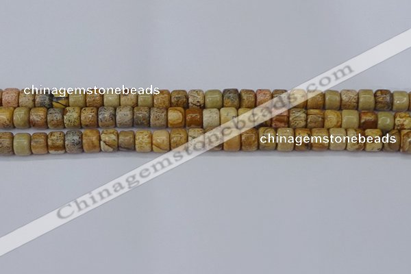 CRB2504 15.5 inches 6*8mm rondelle picture jasper beads