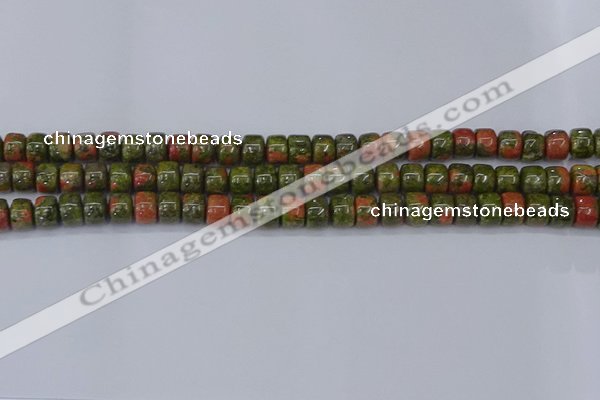 CRB2507 15.5 inches 6*8mm rondelle unakite gemstone beads