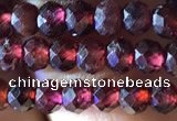 CRB2602 15.5 inches 3*4mm faceted rondelle red garnet beads