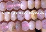 CRB2614 15.5 inches 3*4mm faceted rondelle pink opal beads
