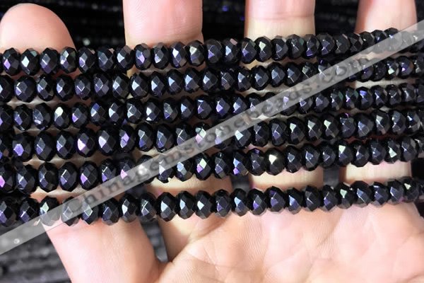 CRB2652 15.5 inches 3.5*5mm faceted rondelle black spinel beads