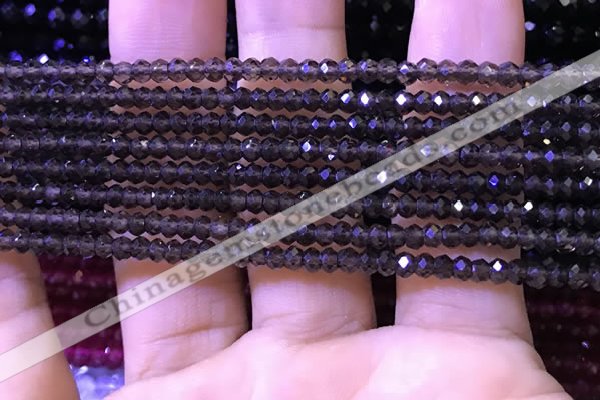 CRB2663 15.5 inches 2*3mm faceted rondelle smoky quartz beads