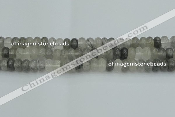 CRB2807 15.5 inches 6*10mm rondelle cloudy quartz beads wholesale