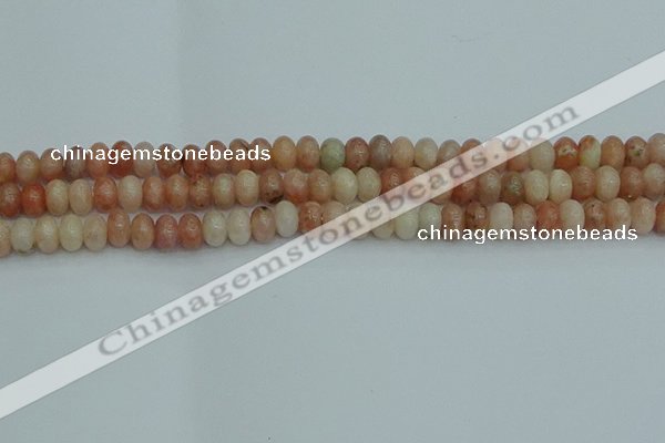 CRB2841 15.5 inches 5*8mm rondelle red plum blossom jade beads