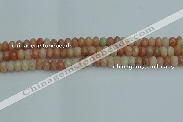 CRB2842 15.5 inches 6*10mm rondelle red plum blossom jade beads