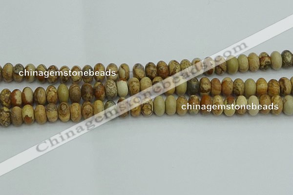 CRB2857 15.5 inches 6*10mm rondelle picture jasper beads