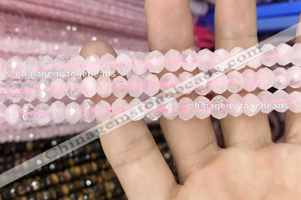 CRB3002 15.5 inches 6*8mm faceted rondelle rose quartz beads