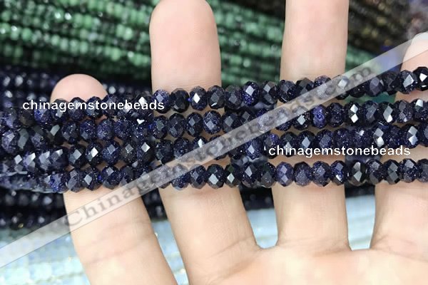 CRB3033 15.5 inches 4*6mm faceted rondelle blue goldstone beads