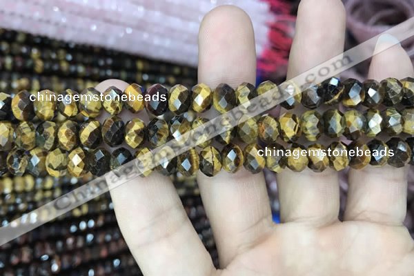 CRB3040 15.5 inches 6*8mm faceted rondelle yellow tiger eye beads