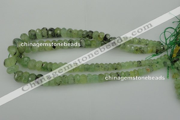 CRB305 5*8mm - 10*14mm faceted rondelle green rutilated quartz beads