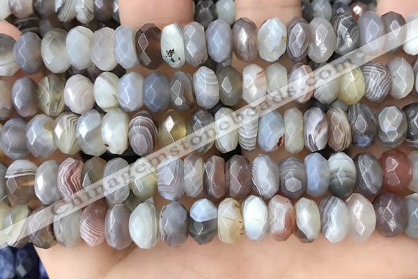 CRB3075 15.5 inches 5*10mm faceted rondelle Botswana agate beads