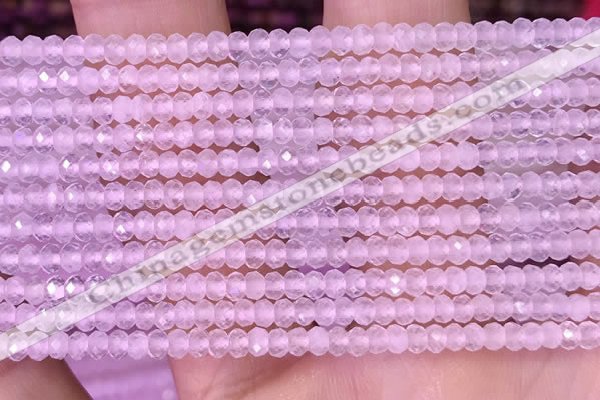 CRB3101 15.5 inches 2*3mm faceted rondelle tiny rose quartz beads