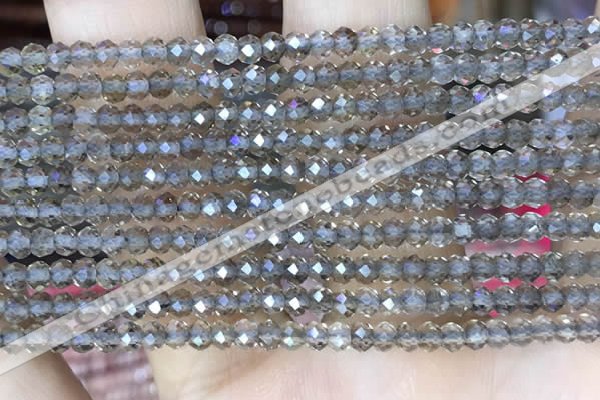 CRB3105 15.5 inches 2*3mm faceted rondelle tiny smoky quartz beads