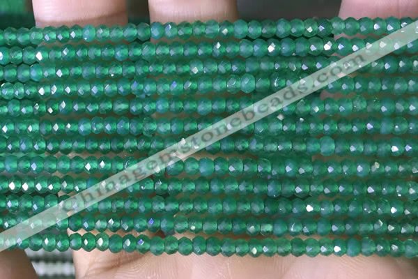 CRB3127 15.5 inches 2*3mm faceted rondelle tiny green agate beads