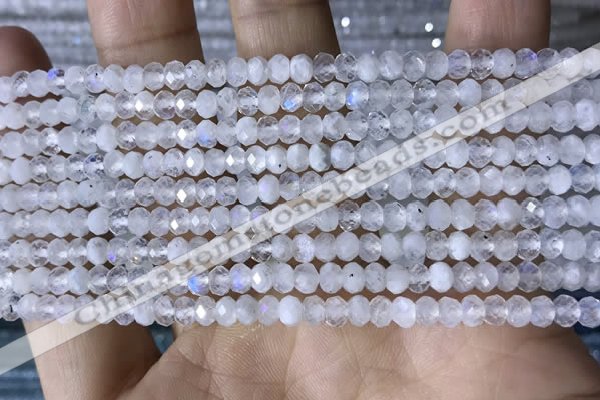 CRB3141 15.5 inches 2.5*4mm faceted rondelle tiny white moonstone beads