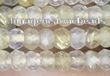 CRB3148 2.5*4mm faceted rondelle tiny golden rutilated quartz beads