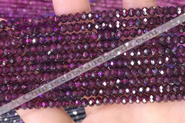 CRB3158 15.5 inches 2.5*4mm faceted rondelle tiny red garnet beads